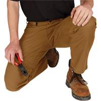 Heavy-Duty Flex Work Pants, Poly-Cotton/Spandex, Khaki, Size 32, 32 Inseam FMT Sales Ltd