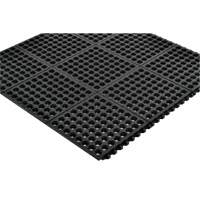 Cushion-Ease&reg; 550 Interlocking Anti-Fatigue Mat, Slotted, 3' x 3' x 3/4", Black, Rubber FMT Sales Ltd