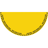 Signalisation au sol ?Caution? (attention) pour porte battante en demi-cercle, Adh&eacute;sif, Anglais avec pictogramme FMT Sales Ltd