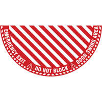 Signalisation au sol ?Emergency Exit? (sortie de secours) pour porte battante en demi-cercle, Adh&eacute;sif, Anglais avec pictogramme FMT Sales Ltd