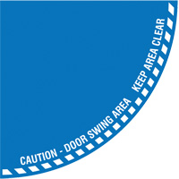 Signalisation au sol ?Caution? (attention) pour porte battante en quart de cercle, Adh&eacute;sif, Anglais avec pictogramme FMT Sales Ltd