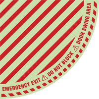 Signalisation au sol ?Emergency Exit? (sortie de secours) pour porte battante en quart de cercle, Adh&eacute;sif, Anglais avec pictogramme FMT Sales Ltd