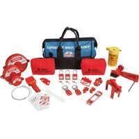 Trousse de cadenassage et d&eacute;tiquetage avec cadenas de s&eacute;curit&eacute; en nylon dans un sac de sport, Ensemble &eacute;lectrique/Vanne, 31 composants compris FMT Sales Ltd