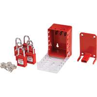 Boîte de cadenassage de groupe ultra compacte avec cadenas de s&eacute;curit&eacute; en nylon, Rouge FMT Sales Ltd