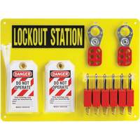 Lockout Board with Keyed Different Nylon Safety Lockout Padlocks, Plastic Padlocks, 6 Padlock Capacity, Padlocks Included FMT Sales Ltd