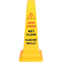 C&ocirc;ne d'avertissement de plancher mouill&eacute;, Bilingue avec pictogramme FMT Sales Ltd