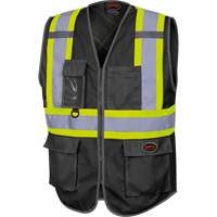 6959BK Veste de s&eacute;curit&eacute; haute visibilit&eacute; en tricot chaîne avec fermeture &agrave; glissi&egrave;re, Noir, T-petit, Polyester FMT Sales Ltd