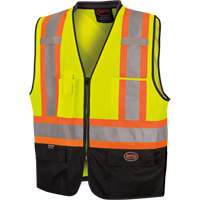 6895 Veste de s&eacute;curit&eacute; haute visibilit&eacute; bicolore avec fermeture &agrave; glissi&egrave;re sur tout le devant, Noir/Jaune lime haute visibilit&eacute;, 2T-Grand/3T-Grand, Polyester FMT Sales Ltd