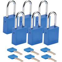 Cadenas de verrouillage Velocity, Bleu, Cl&eacute;s diff&eacute;rentes, Aluminium, Largeur de 1-1/2" FMT Sales Ltd