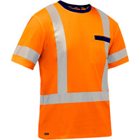 Chemise &agrave; manches courtes et X au dos Bisley, Poly-coton, Petit, Orange haute visibilit&eacute; FMT Sales Ltd