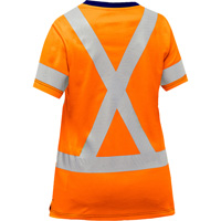 Chemise &agrave; manches courtes et X au dos Bisley pour femmes, Poly-coton, Petit, Orange haute visibilit&eacute; FMT Sales Ltd