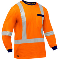 Chemise &agrave; manches longues et X au dos Bisley, Poly-coton, Petit, Orange haute visibilit&eacute; FMT Sales Ltd