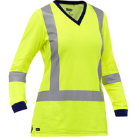Chemise &agrave; manches longues et X au dos Bisley pour femmes, Poly-coton, Petit, Jaune lime haute visibilit&eacute; FMT Sales Ltd