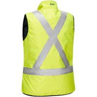 Bisley&reg; X-Back Women's Contoured Reversible Puffer Vest, High Visibility Lime-Yellow, Small, Polyester FMT Sales Ltd