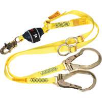 Twin-Leg Tie-Back Web Shock-Absorbing Lanyard, 6', Rebar Hook Center, Snap Hook Leg Ends, Polyester FMT Sales Ltd
