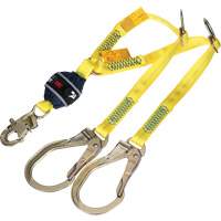 Twin-Leg Tie-Back Web Shock-Absorbing Lanyard, 4', Rebar Hook Center, Snap Hook Leg Ends, Polyester FMT Sales Ltd