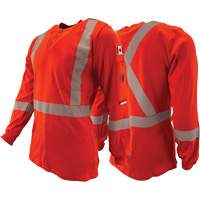 Chandail &agrave; manches longues ignifuge et r&eacute;sistant &agrave; l'arc &eacute;lectrique avec bandes de 2" Henley Atlas Guardian, T-petit, Orange haute visibilit&eacute; FMT Sales Ltd