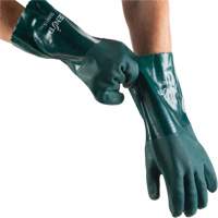 Double Dipped Green Gloves, 14" L, PVC, Cotton Jersey Inner Lining, 70-mil FMT Sales Ltd