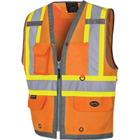 Pioneer Mesh Back Zip Front Surveyor Safety Vest, High Visibility Orange, Small, Polyester FMT Sales Ltd