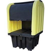 Palette anti-d&eacute;versement jaune &agrave; couvercle rigide roulant, 65" lo x 65" la x 101" h, Capacit&eacute; de charge 5000 lb FMT Sales Ltd