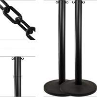Industrial Stanchion Kit with Plastic Chain, 37" High, Black FMT Sales Ltd
