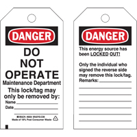 Lockout Tags, Plastic, 3" W x 5-3/4" H, English FMT Sales Ltd