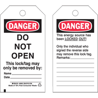 Lockout Tags, Plastic, 3" W x 5-1/2" H, English FMT Sales Ltd