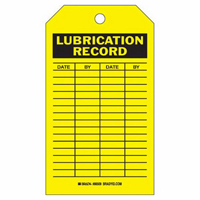 Lubrication Record Tags, Polyester, 4" W x 7" H, English FMT Sales Ltd