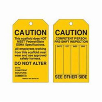 Scaffold Safety Tags, Polyester, 4" W x 7" H, English FMT Sales Ltd