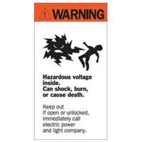 "Warning Hazardous Voltage" Sign, 8" x 4-1/2", Acrylic, English with Pictogram FMT Sales Ltd
