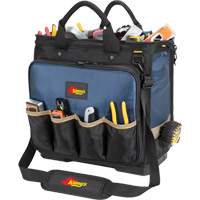 Molded Base Multi-Compartment Technician's Tool Bag, Ballistic Polyester, 54 Pockets, Black/Blue FMT Sales Ltd