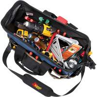Molded Base Big-Mouth Tote Tool Bag, Ballistic Polyester, 23 Pockets, Black/Blue FMT Sales Ltd