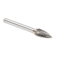 CLEVELAND Solid Carbide Burrs - Tree Shape Pointed End, SG-3, 9.53 mm Dia., 1/4" Shank FMT Sales Ltd