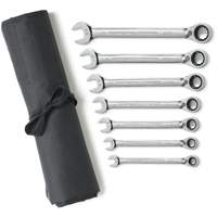 Jeu de cl&eacute;s &agrave; cliquets r&eacute;versibles SAE &agrave; 12 pans et 72 dents avec pochette &agrave; outils enroulable, Combinaison, 7 morceaux, Imp&eacute;rial FMT Sales Ltd
