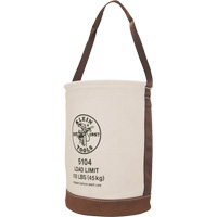 Bucket with Leather Bottom, 17" H, Canvas, Beige FMT Sales Ltd
