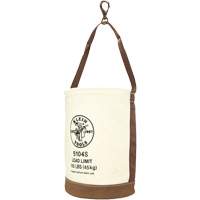 Leather-Bottom Bucket, 17" H, Canvas, White FMT Sales Ltd