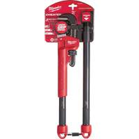Cheater Adaptable Pipe Wrench, 2-1/2" Jaw Capacity, 18"/24"/10" Long, Powder Coated Finish, Ergonomic Handle FMT Sales Ltd