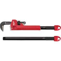 Cheater Adaptable Pipe Wrench, 2-1/2" Jaw Capacity, 18"/24"/10" Long, Powder Coated Finish, Ergonomic Handle FMT Sales Ltd