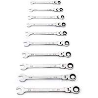 Jeu de cl&eacute;s SAE &agrave; 12 pans et 90 dents, T&ecirc;te articul&eacute;e/Combinaison &agrave; cliquet, 10 morceaux, Imp&eacute;rial FMT Sales Ltd