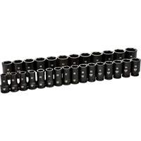 Jeu de douilles m&eacute;triques &agrave; 6 pans, 28 Mcx, Chocs, Prise de 3/4", Profond FMT Sales Ltd
