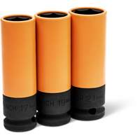 Jeu de douilles m&eacute;triques haute r&eacute;sistance pour protecteurs de roues, 3 Mcx, Chocs, Prise de 1/2", Profond FMT Sales Ltd