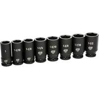 Jeu de douilles SAE &agrave; 6 pans, 8 Mcx, Chocs, Prise de 3/4", Profond FMT Sales Ltd