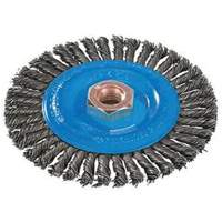 Brosse &agrave; fils nou&eacute;s pour cordons de soudure, Dia. 4", Fils 0,02", Arbre 5/8"-11, Aluminium/Acier inoxydable FMT Sales Ltd