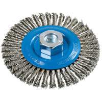 Brosse &agrave; fils nou&eacute;s pour cordons de soudure, Dia. 4-1/2", Fils 0,02", Arbre 5/8"-11, Aluminium/Acier inoxydable FMT Sales Ltd