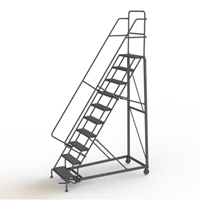 Heavy Duty Rolling Ladder, 10 Steps, 24" Step Width, 100" Platform Height, Steel FMT Sales Ltd