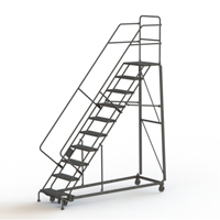 Heavy Duty Safety Slope Ladder, 10 Steps, Perforated, 50° Incline, 100" High FMT Sales Ltd
