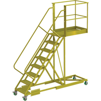 Cantilever Rolling Ladder, Supported, 8 Steps, 40" Platform Depth, 80" Platform Height FMT Sales Ltd