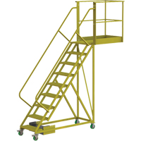 Cantilever Rolling Ladder, Unsupported, 9 Steps, 40" Platform Depth, 90" Platform Height FMT Sales Ltd