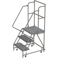 Escabeaux roulants &agrave; dessus profond, 3 marches, Largeur de la marche 16", Hauteur de la plateforme 30", Acier FMT Sales Ltd