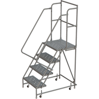 Escabeaux roulants &agrave; dessus profond, 4 marches, Largeur de la marche 16", Hauteur de la plateforme 40", Acier FMT Sales Ltd